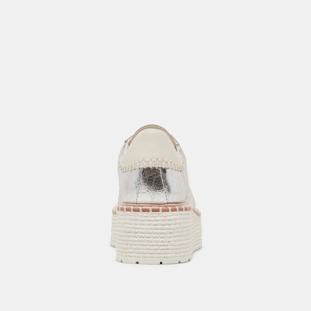 TWAIN SNEAKERS SILVER CRACKLED LEATHER | Women Dolce Vita