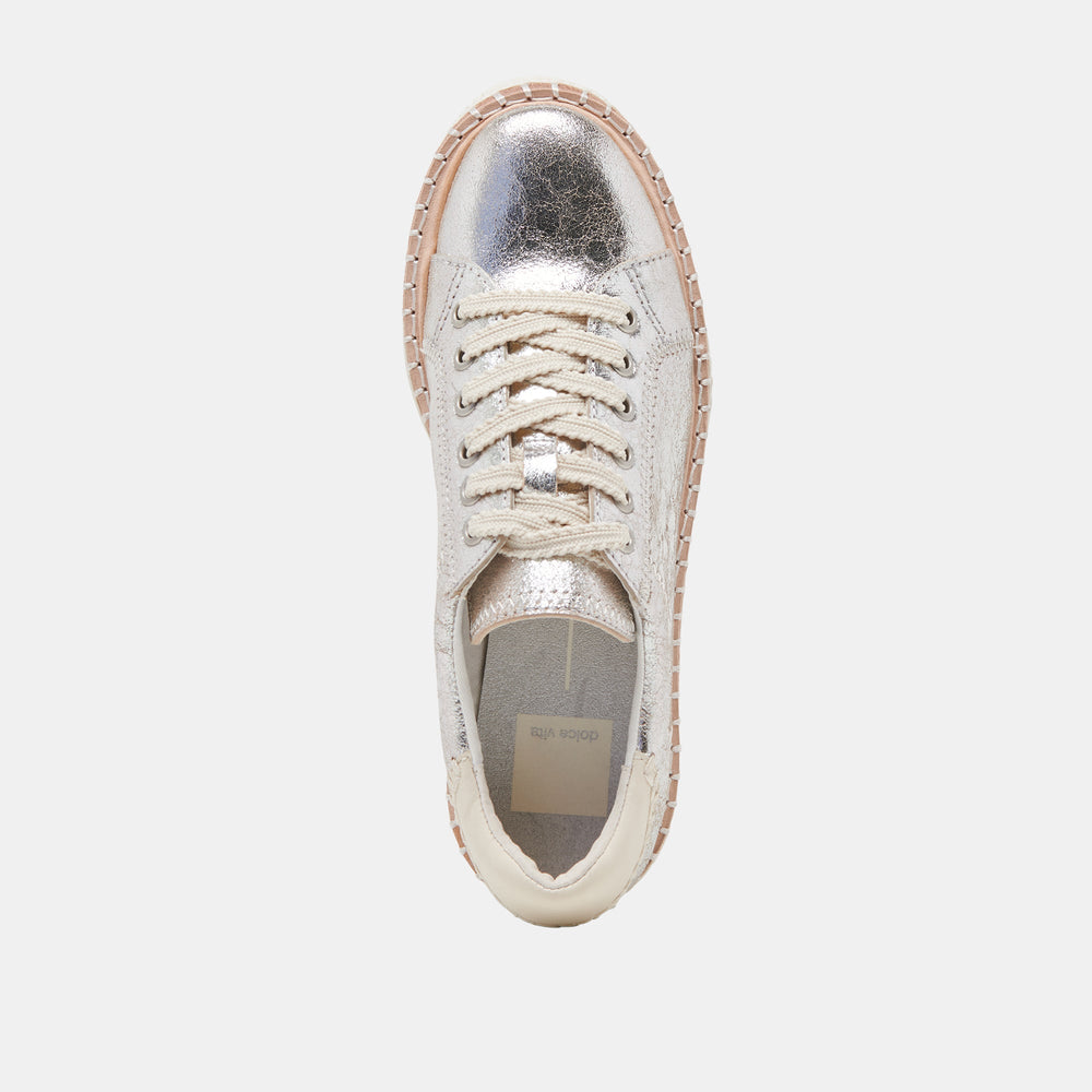TWAIN SNEAKERS SILVER CRACKLED LEATHER | Women Dolce Vita