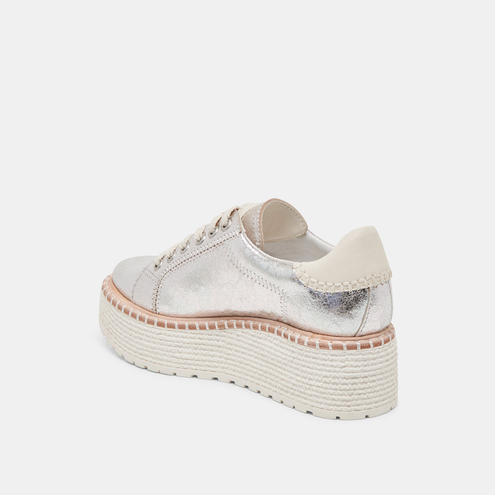 TWAIN SNEAKERS SILVER CRACKLED LEATHER | Women Dolce Vita