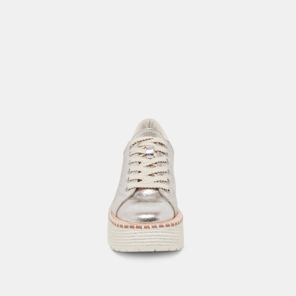 TWAIN SNEAKERS SILVER CRACKLED LEATHER | Women Dolce Vita