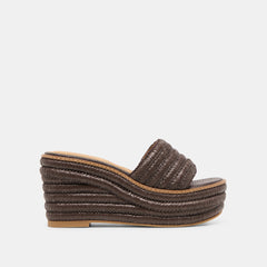 Throne Chocolate Raffia Wedges | Women Dolce Vita