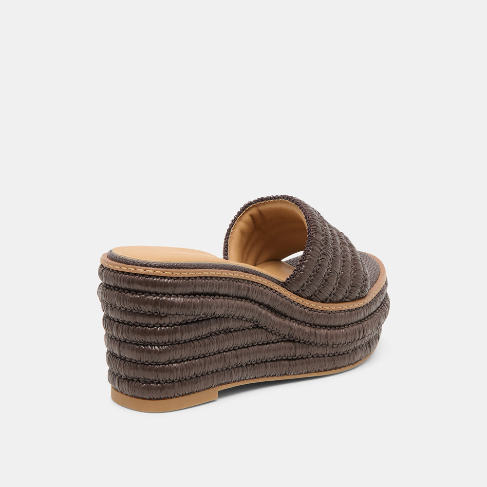 Throne Chocolate Raffia Wedges | Women Dolce Vita