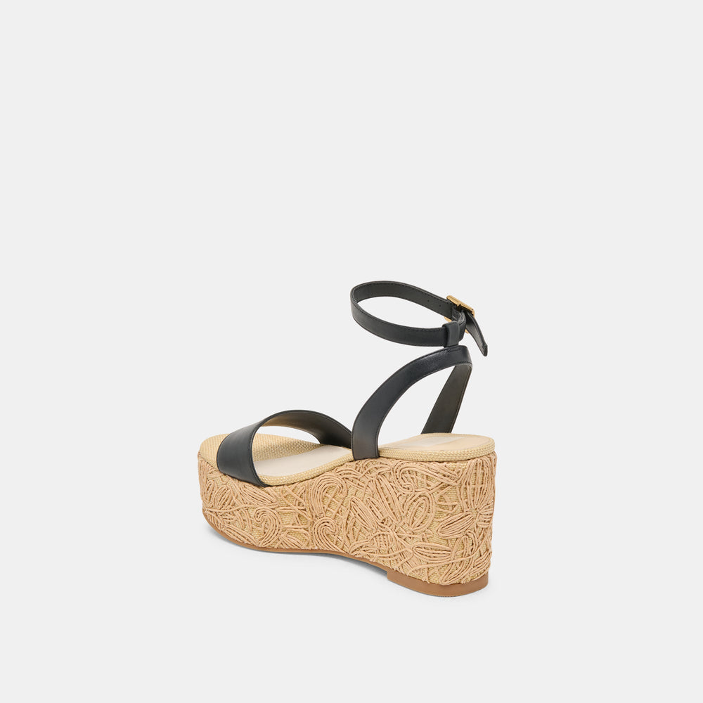 TALISA WEDGES BLACK LEATHER | Women Dolce Vita