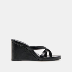 Helan Black Leather Wedges | Women Dolce Vita