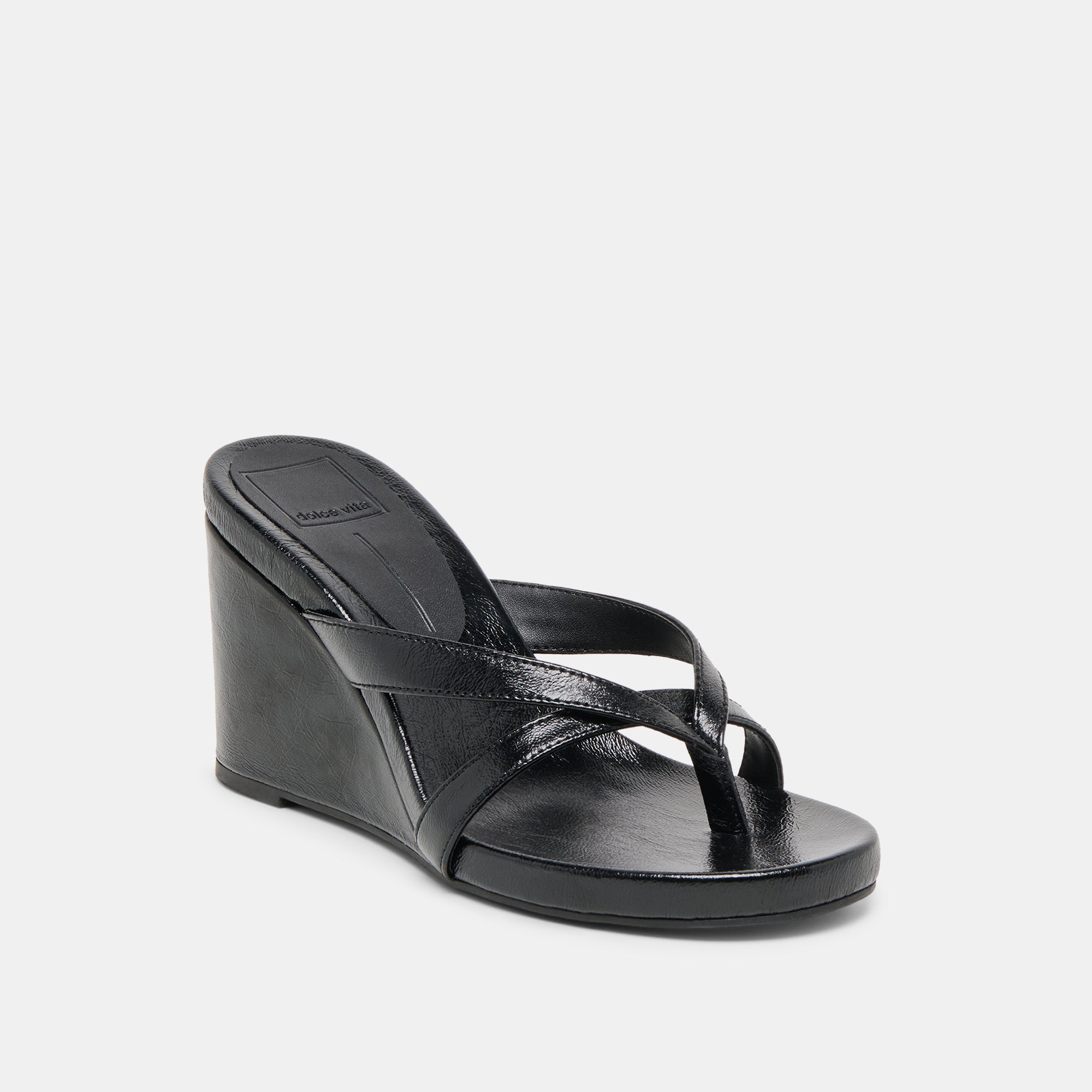 Helan Black Leather Wedges | Women Dolce Vita