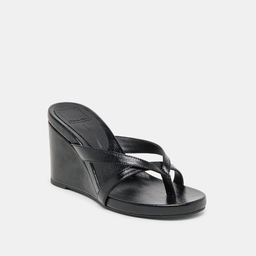 Helan Black Leather Wedges | Women Dolce Vita
