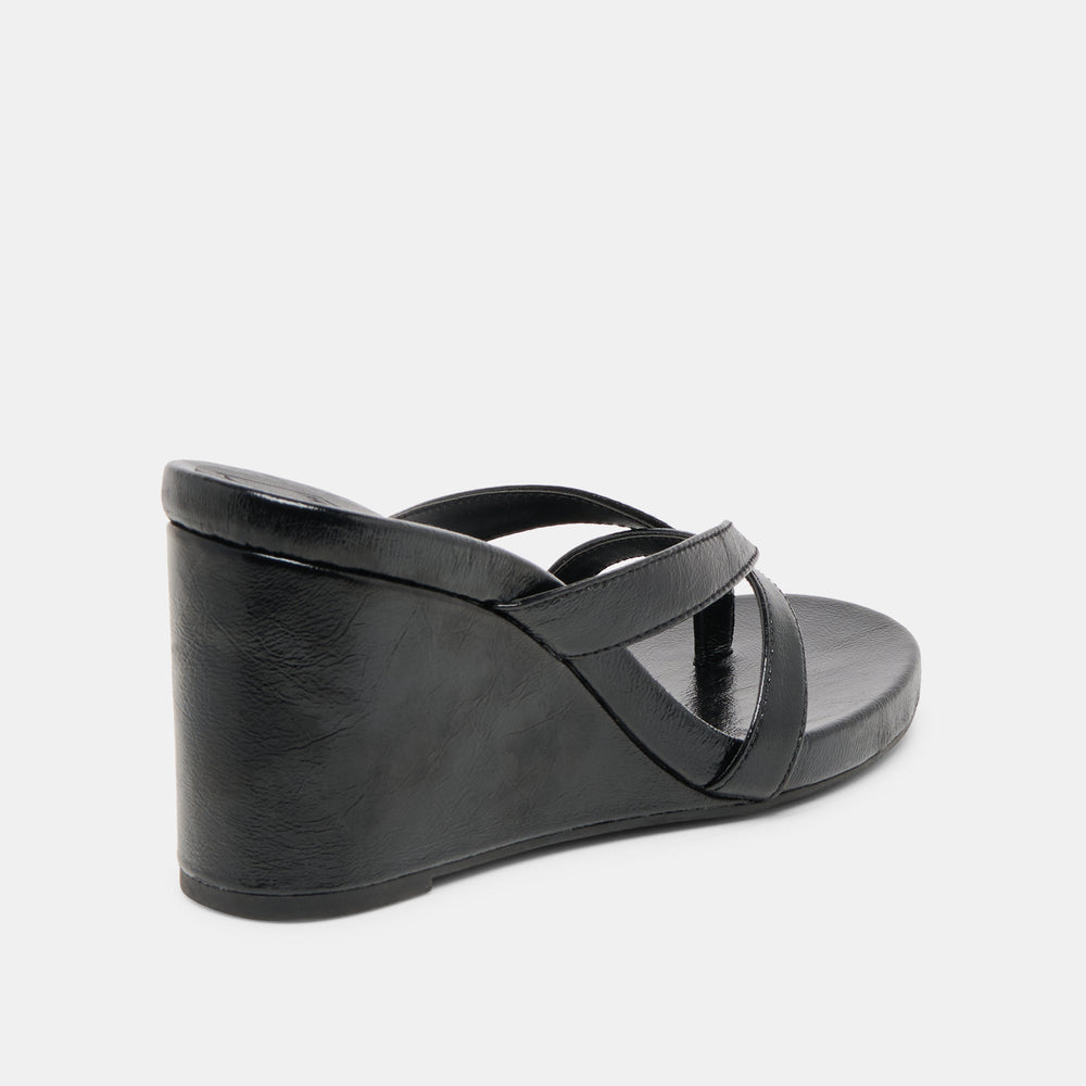 Helan Black Leather Wedges | Women Dolce Vita
