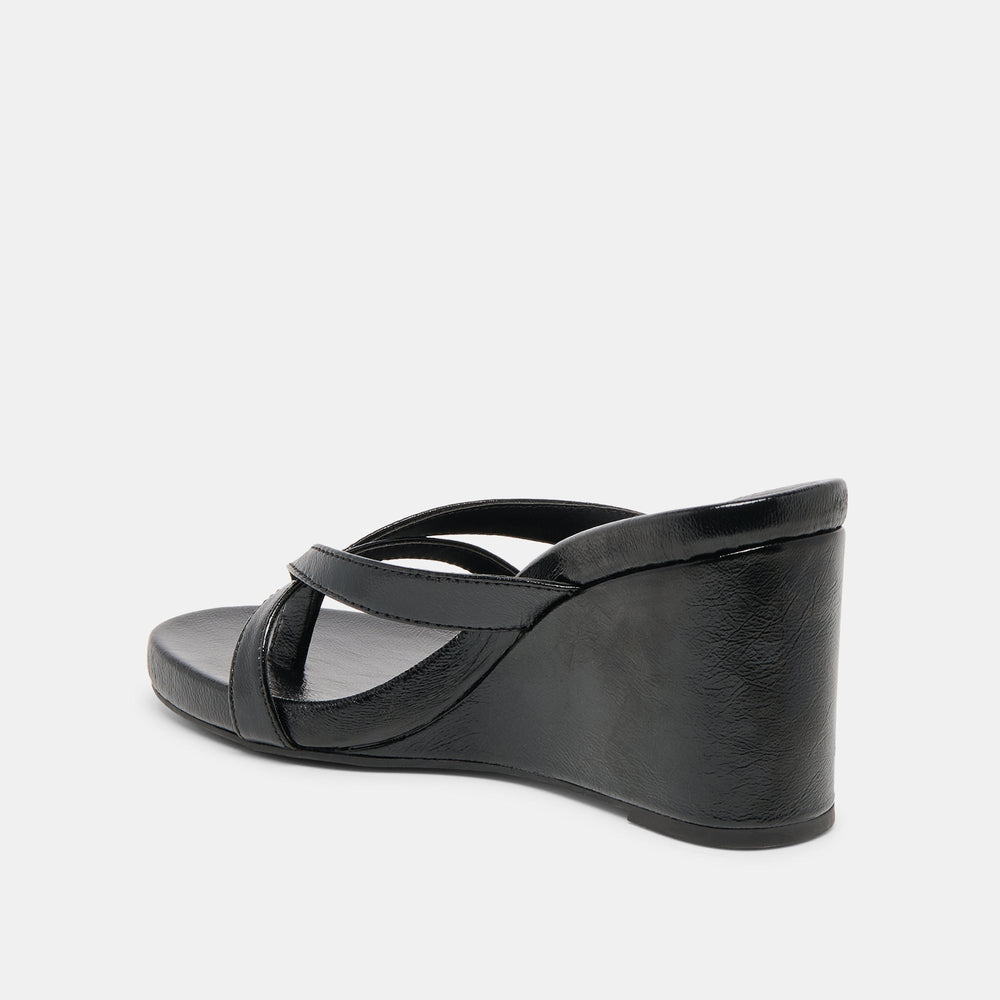 Helan Black Leather Wedges | Women Dolce Vita