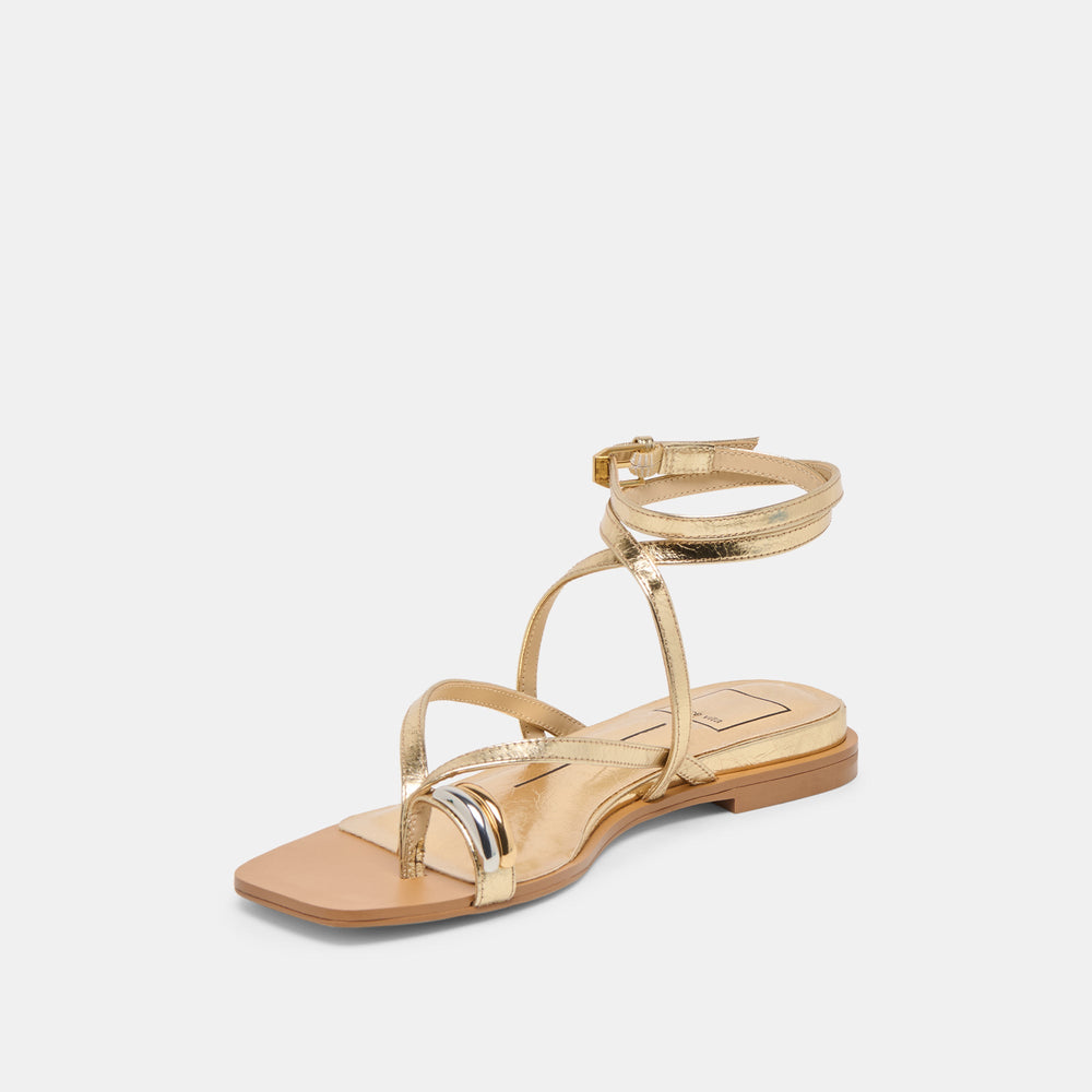 Tyrice Gold Leather Sandals | Women Dolce Vita