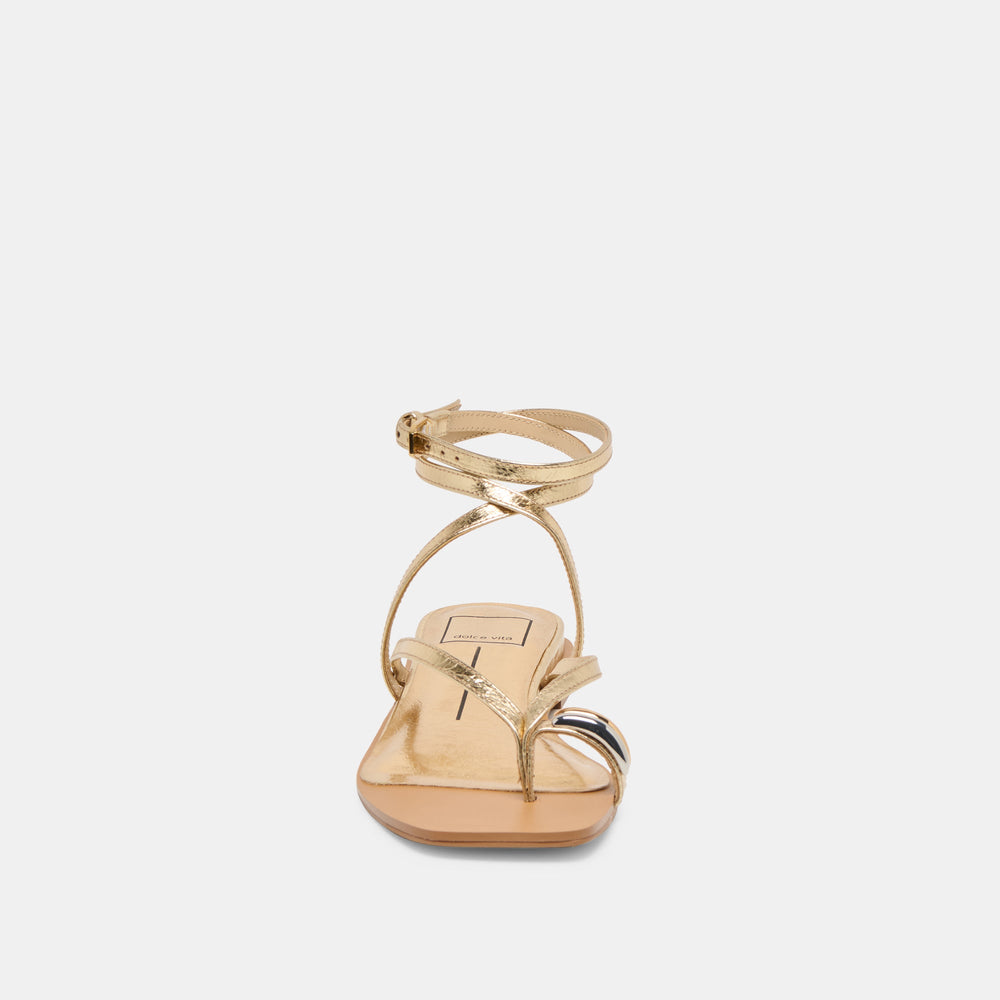 Tyrice Gold Leather Sandals | Women Dolce Vita