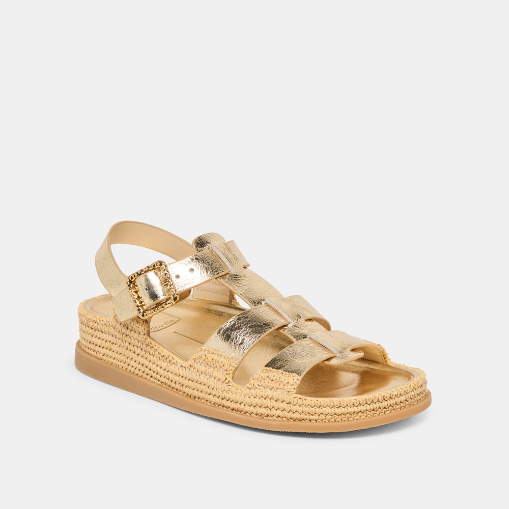 Shenna Gold Distressed Leather Sandals | Dolce Vita Women