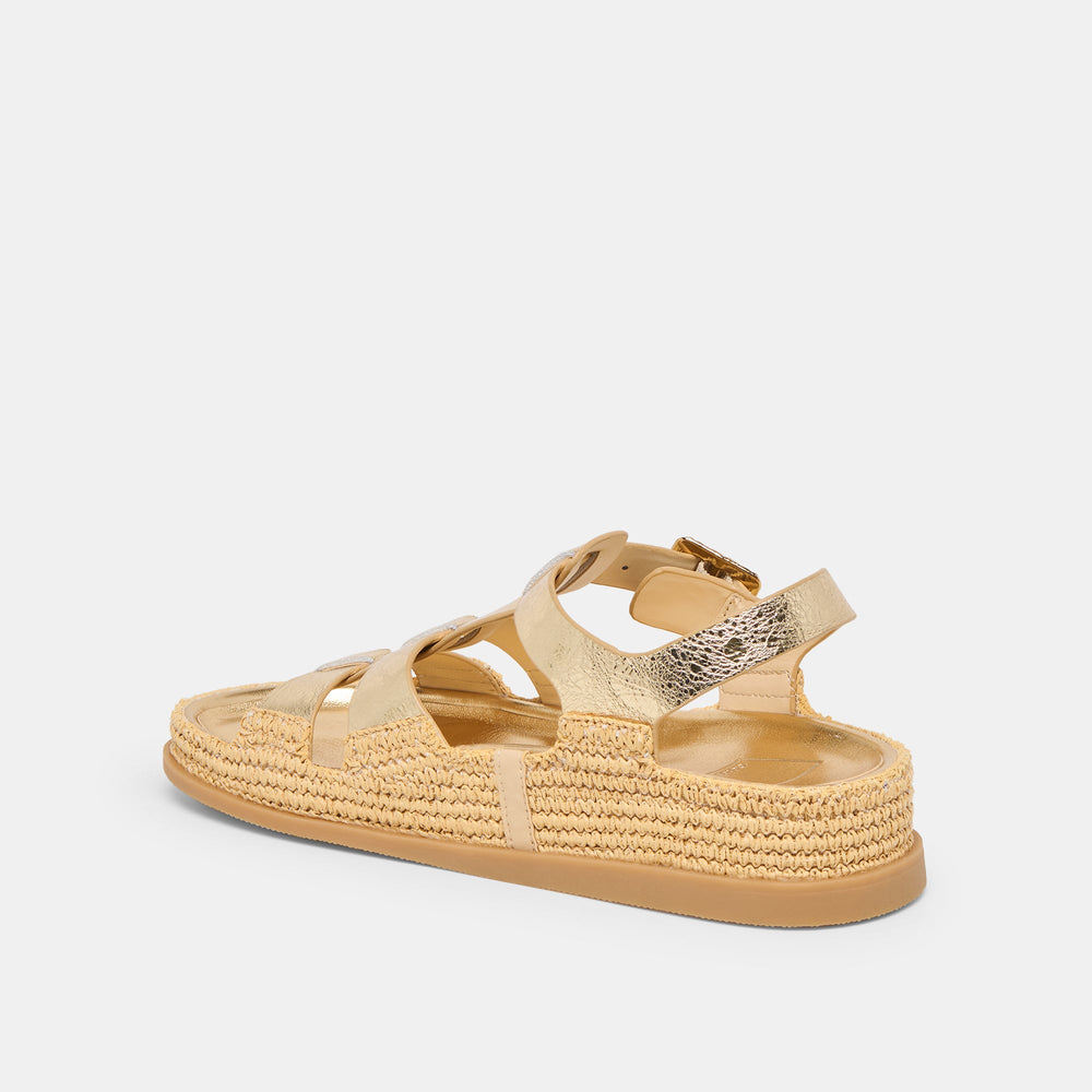 Shenna Gold Distressed Leather Sandals | Dolce Vita Women