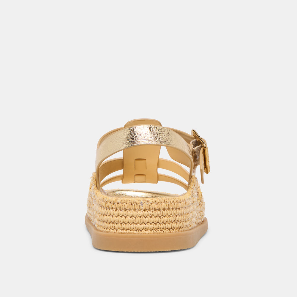 Shenna Gold Distressed Leather Sandals | Dolce Vita Women