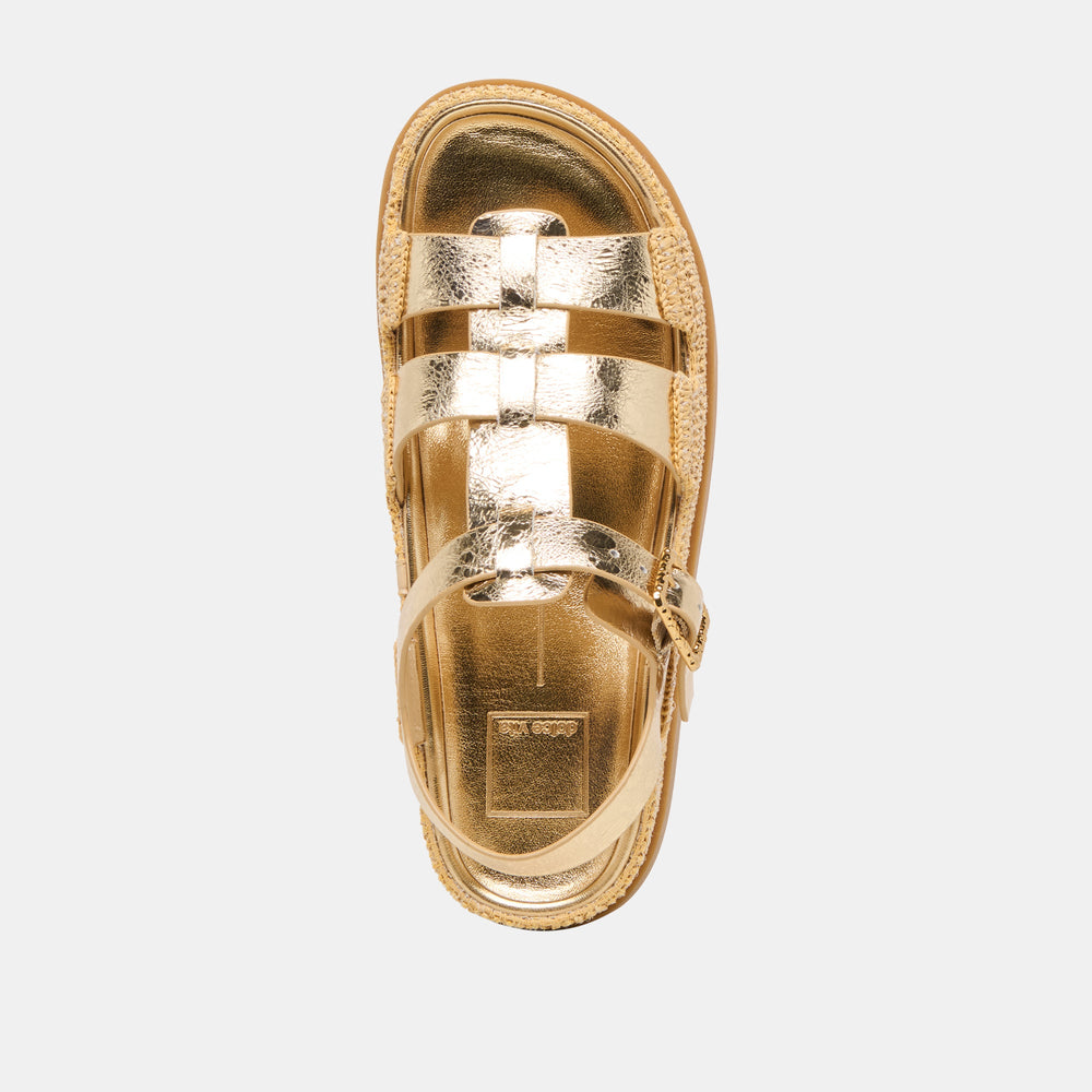 Shenna Gold Distressed Leather Sandals | Dolce Vita Women