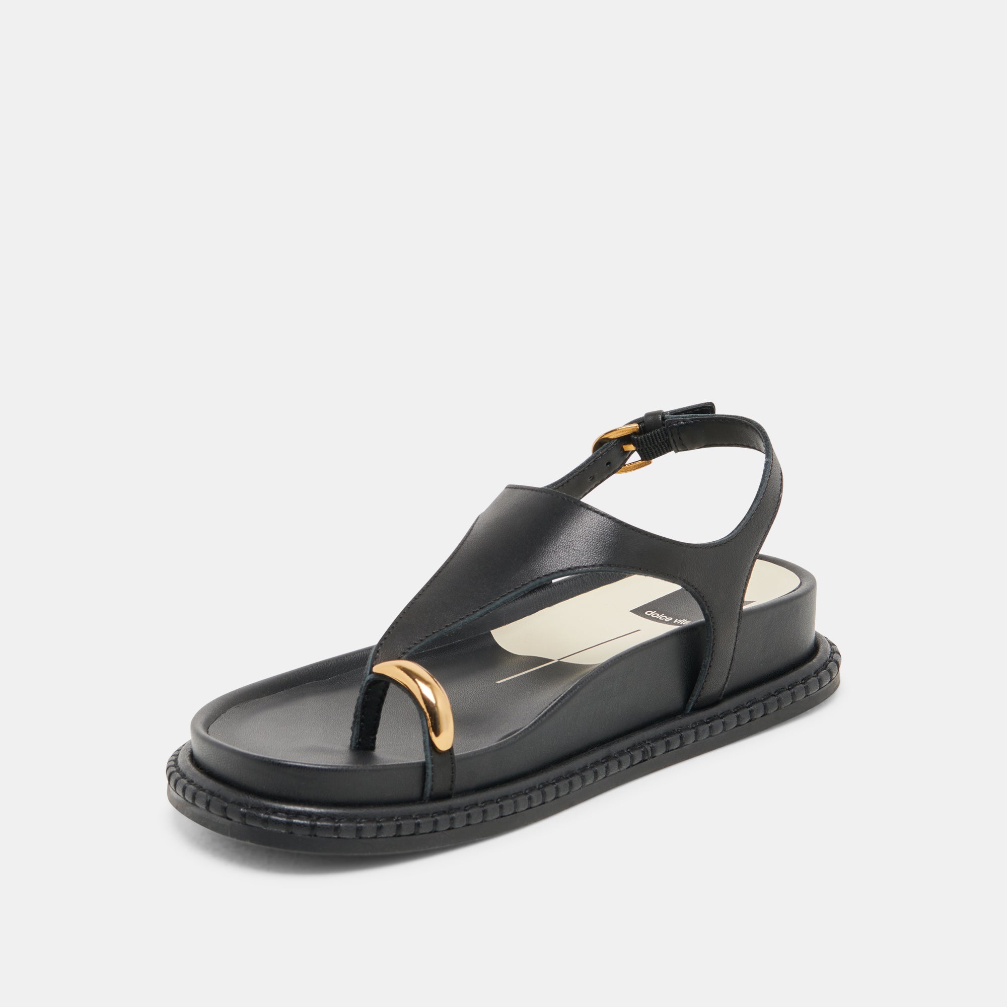 Stefan Black Leather Sandals | Women Dolce Vita