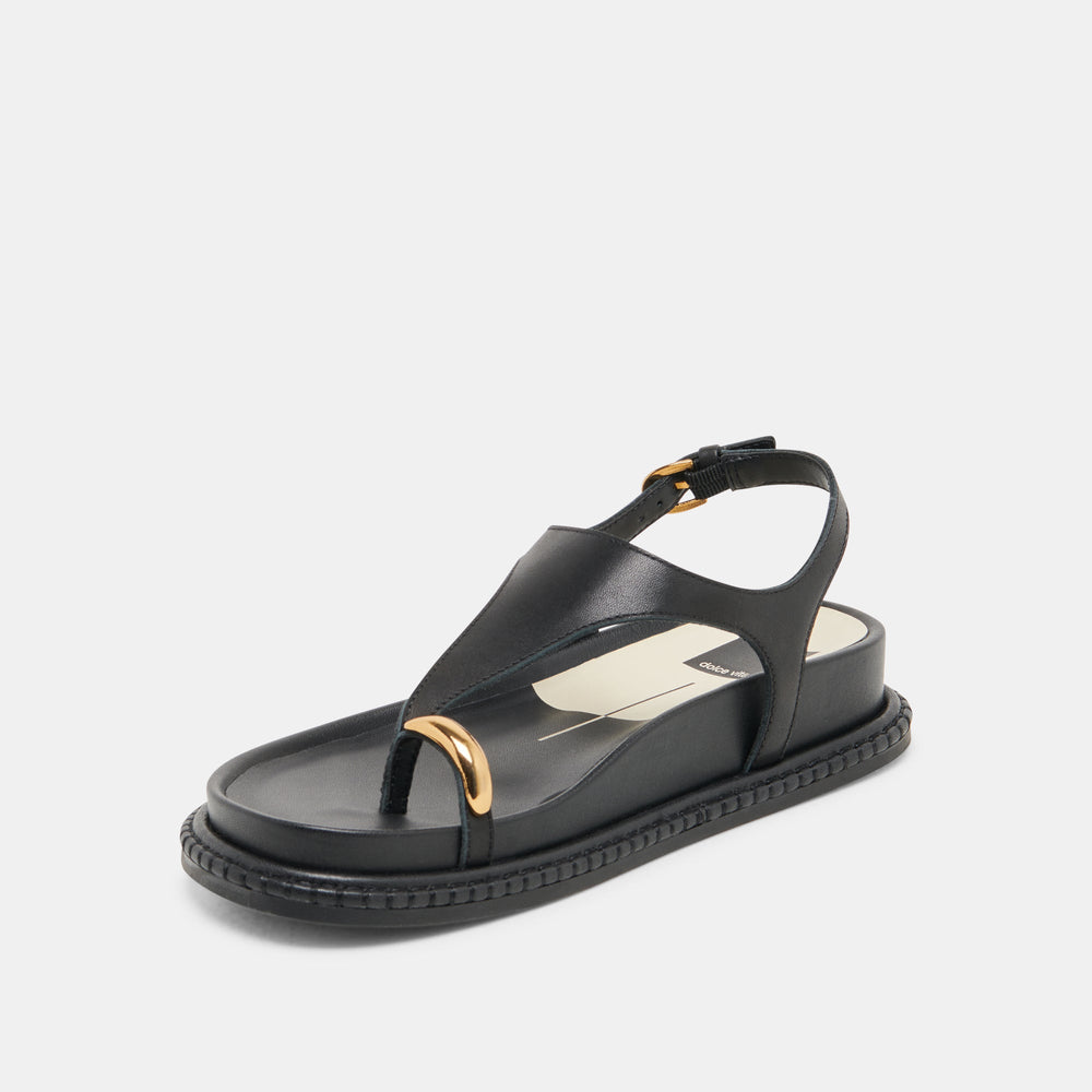 Stefan Black Leather Sandals | Women Dolce Vita