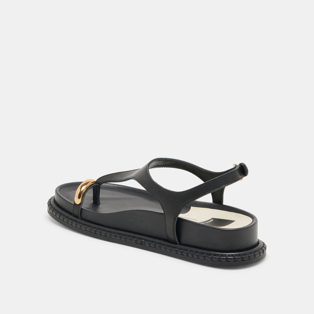 Stefan Black Leather Sandals | Women Dolce Vita