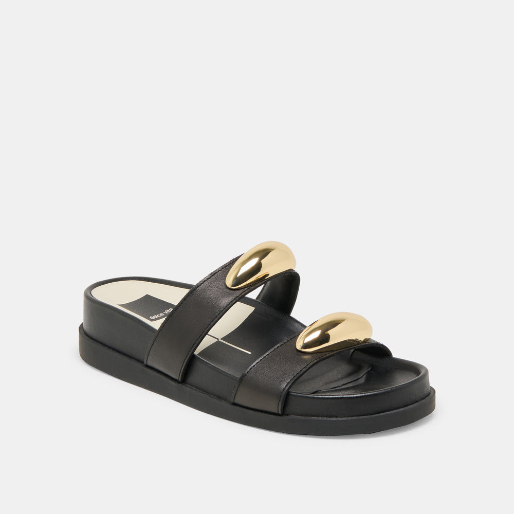 Satine Black Leather Sandals | Dolce Vita Women