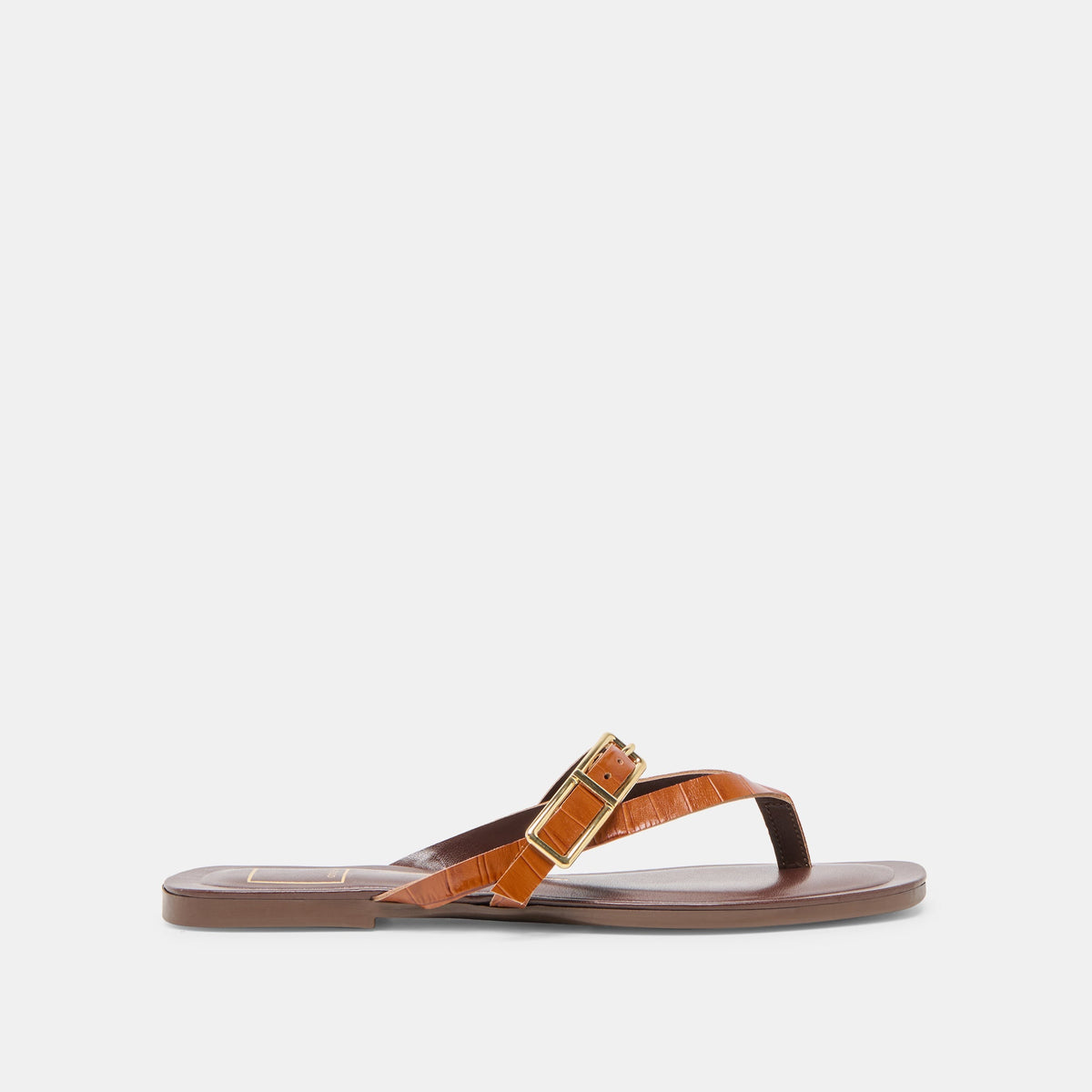 Piers Cognac Croco Embossed Leather Sandals | Women Dolce Vita