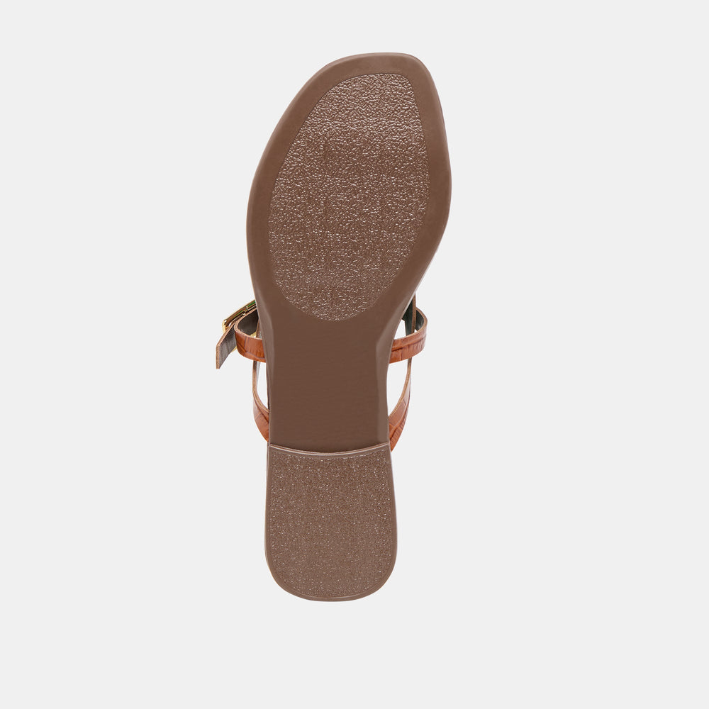 Piers Cognac Croco Embossed Leather Sandals | Women Dolce Vita