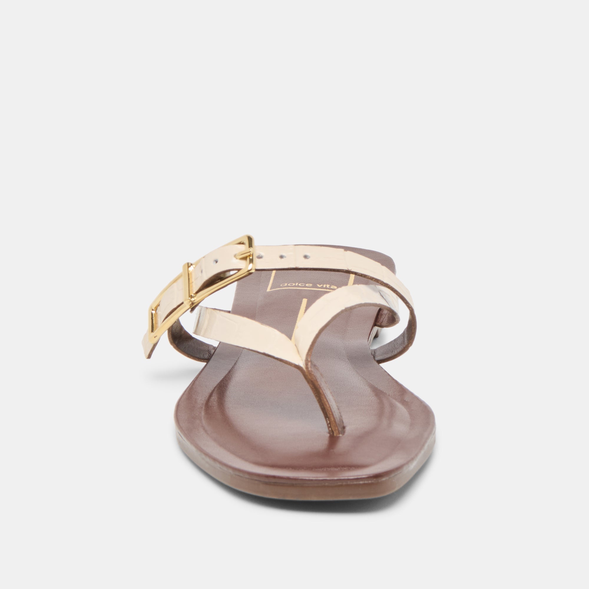 Piers Beige Croco Embossed Leather Sandals | Dolce Vita Women