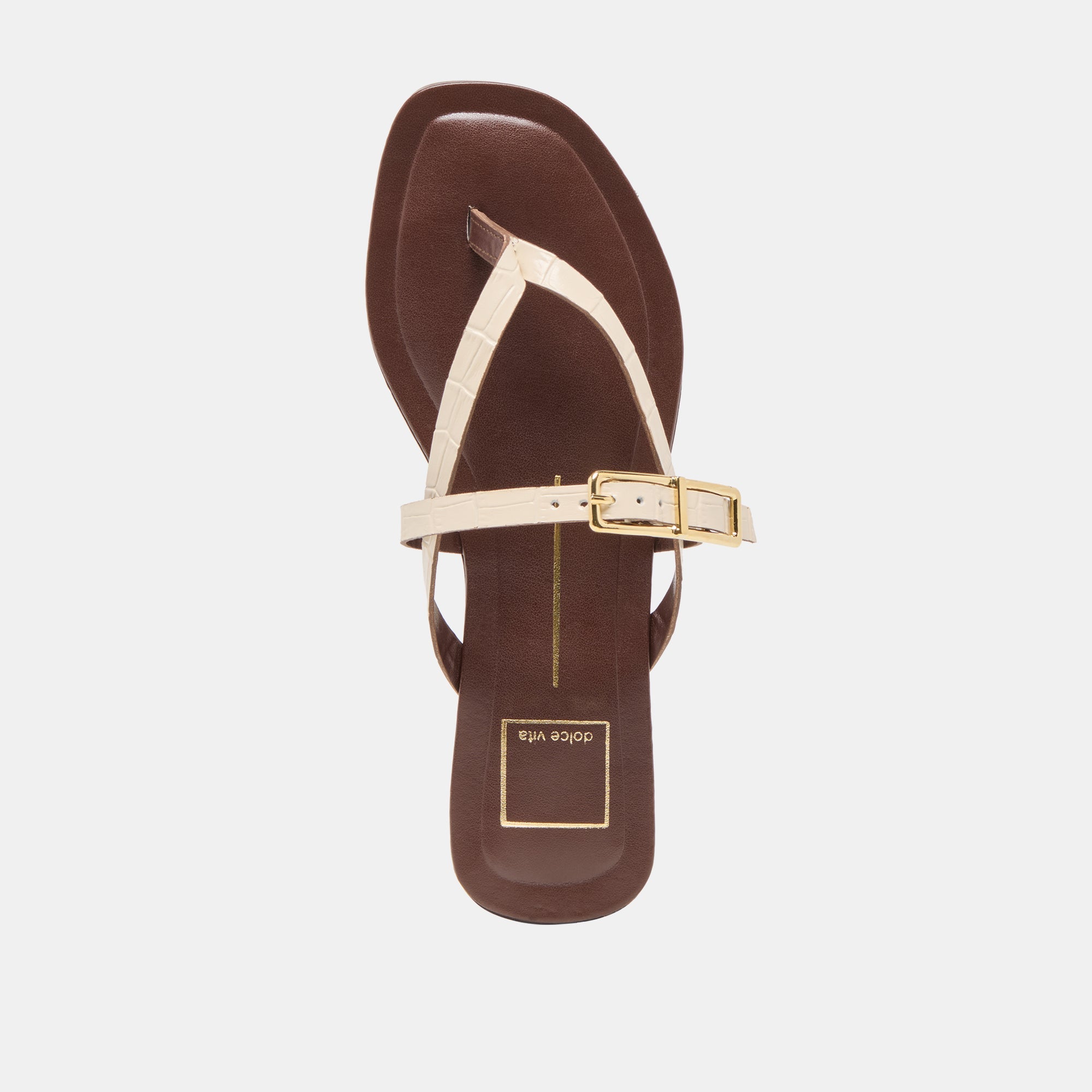 Piers Beige Croco Embossed Leather Sandals | Dolce Vita Women