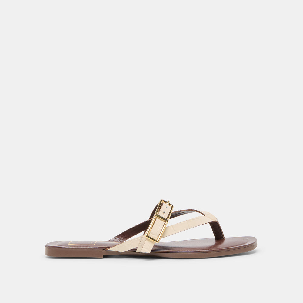 Piers Beige Croco Embossed Leather Sandals | Dolce Vita Women