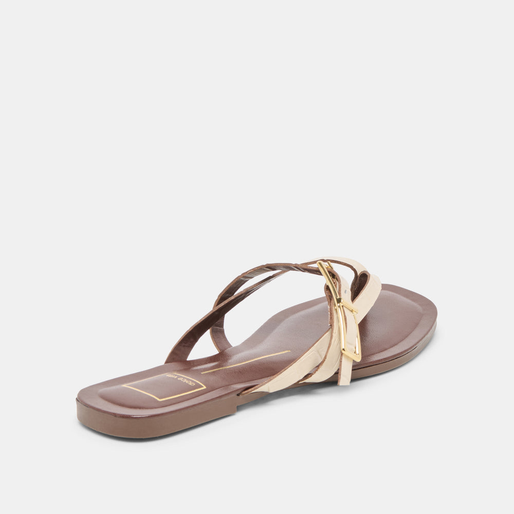 Piers Beige Croco Embossed Leather Sandals | Dolce Vita Women