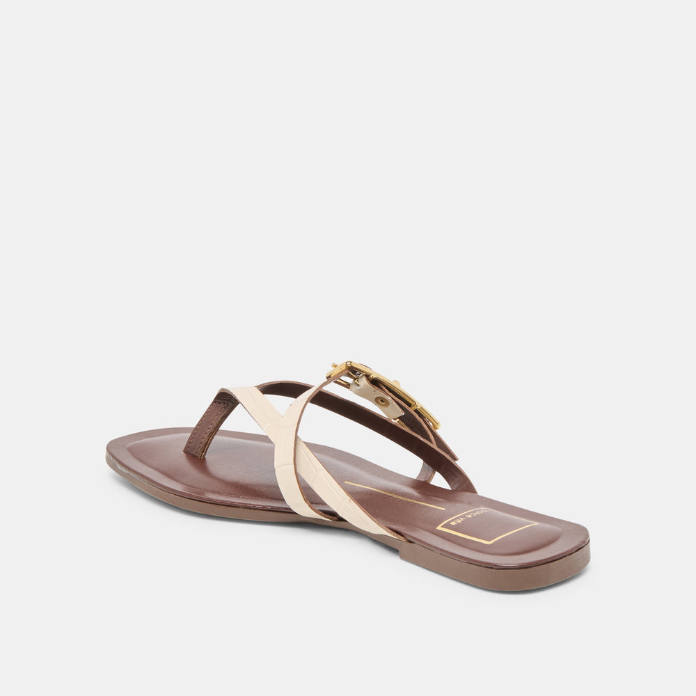 Piers Beige Croco Embossed Leather Sandals | Dolce Vita Women