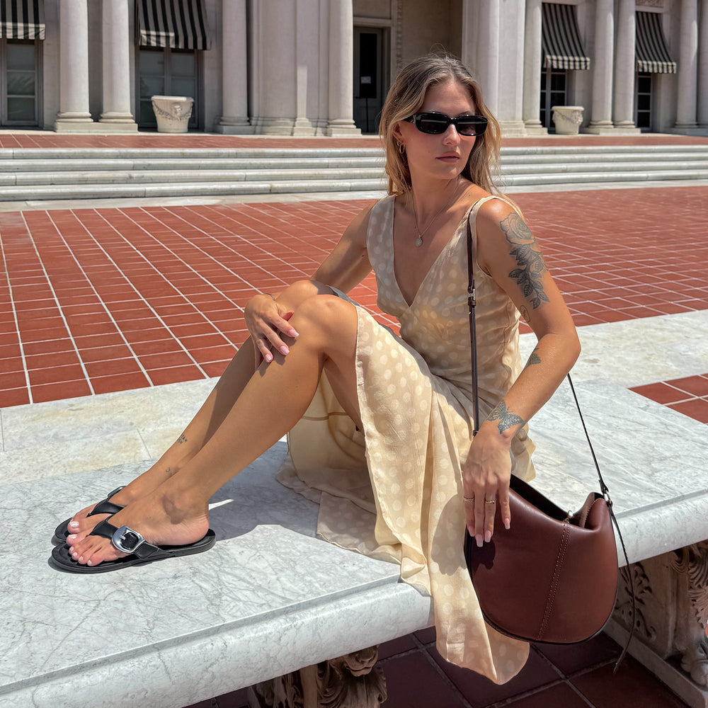 Rossa Black Leather Sandals | Women Dolce Vita