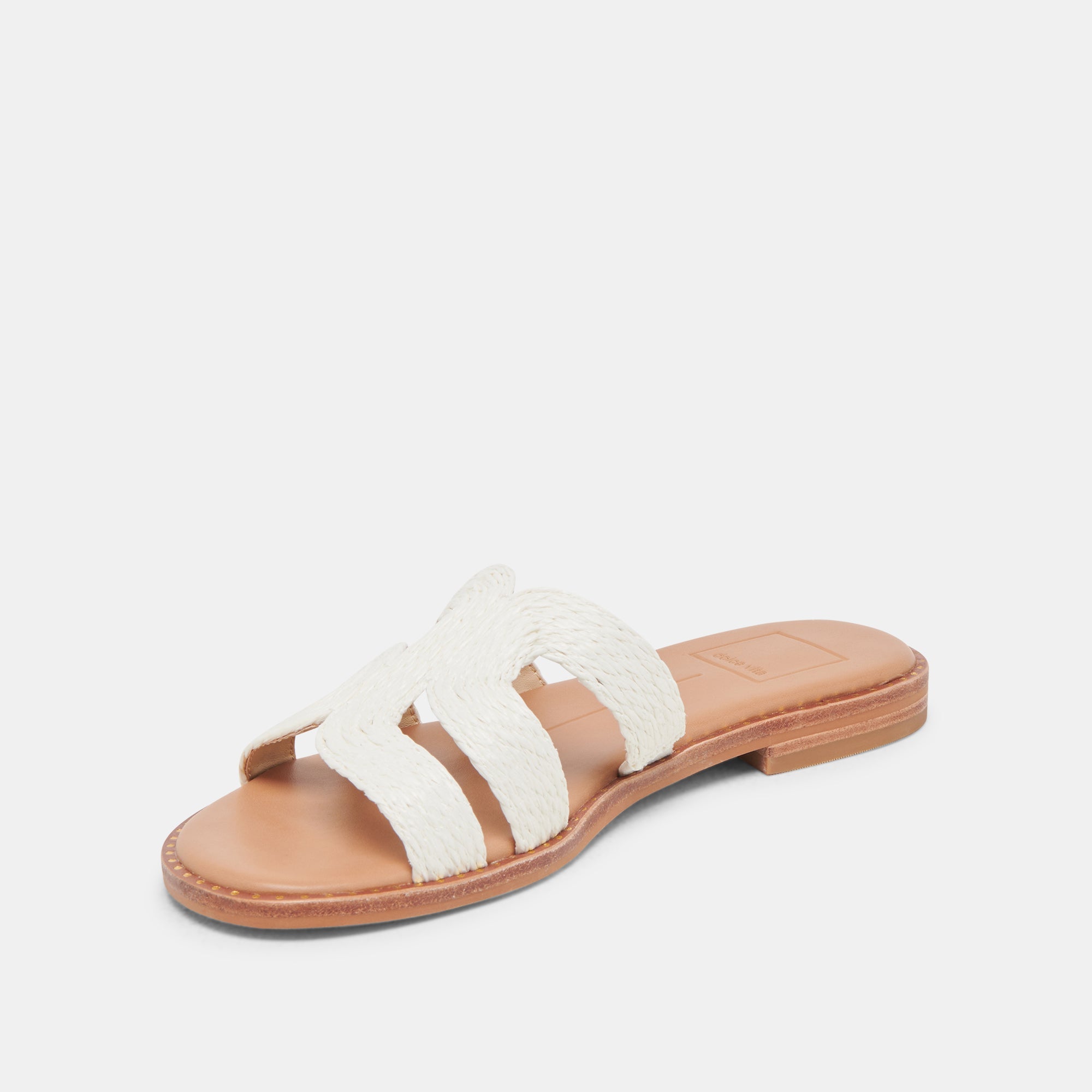 EMON WIDE SANDALS WHITE RAFFIA | Women Dolce Vita