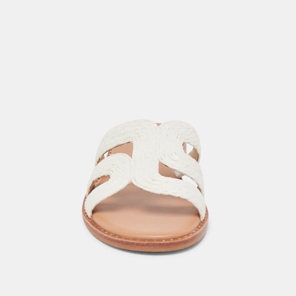 EMON WIDE SANDALS WHITE RAFFIA | Women Dolce Vita