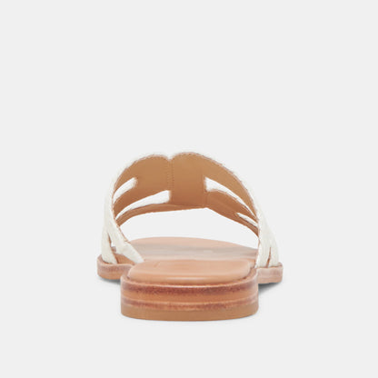 EMON WIDE SANDALS WHITE RAFFIA - Dolce Vita