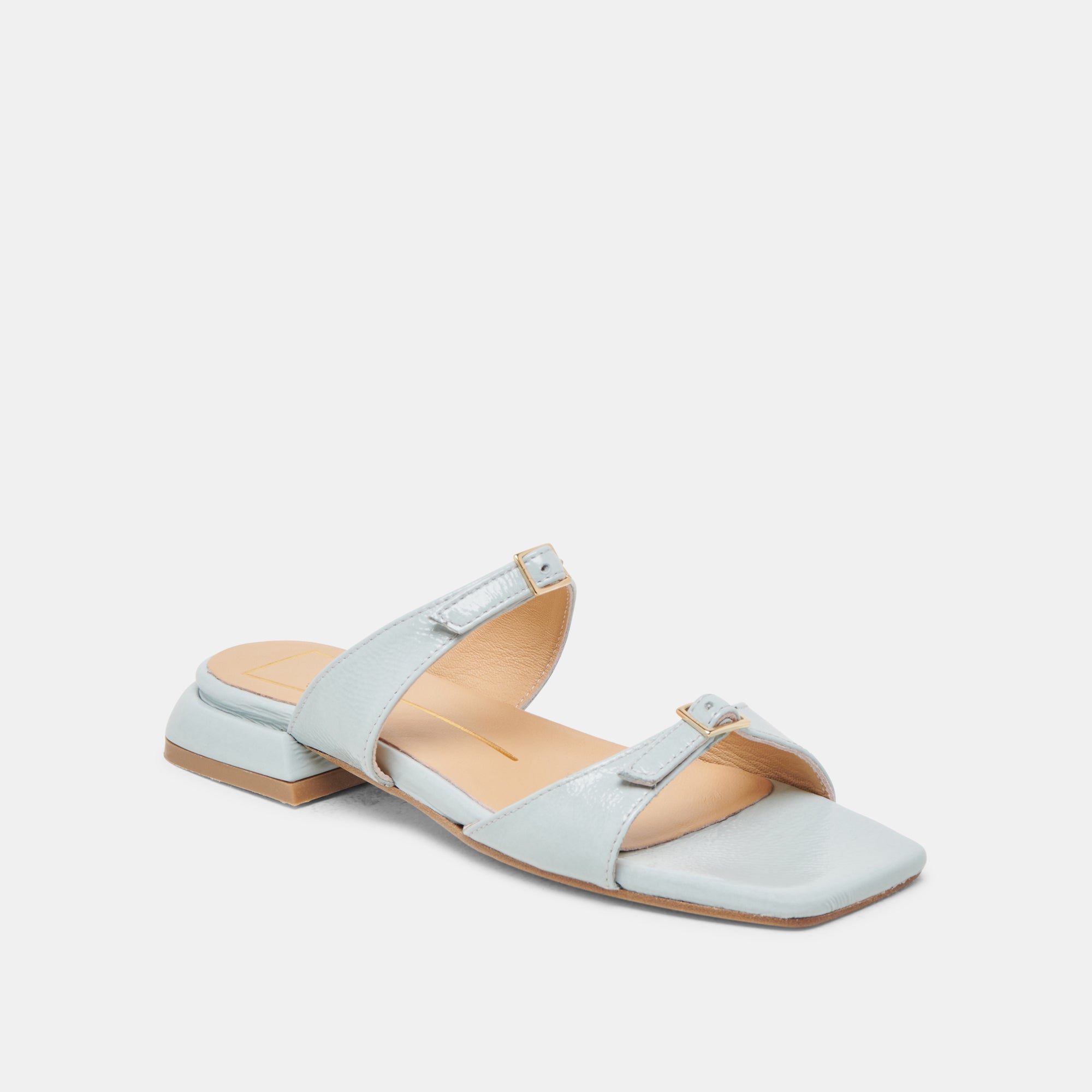 LAVERN SANDALS ICE BLUE CRINKLE PATENT | Women Dolce Vita