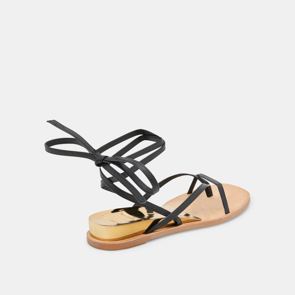 RUDIE SANDALS BLACK LEATHER | Women Dolce Vita