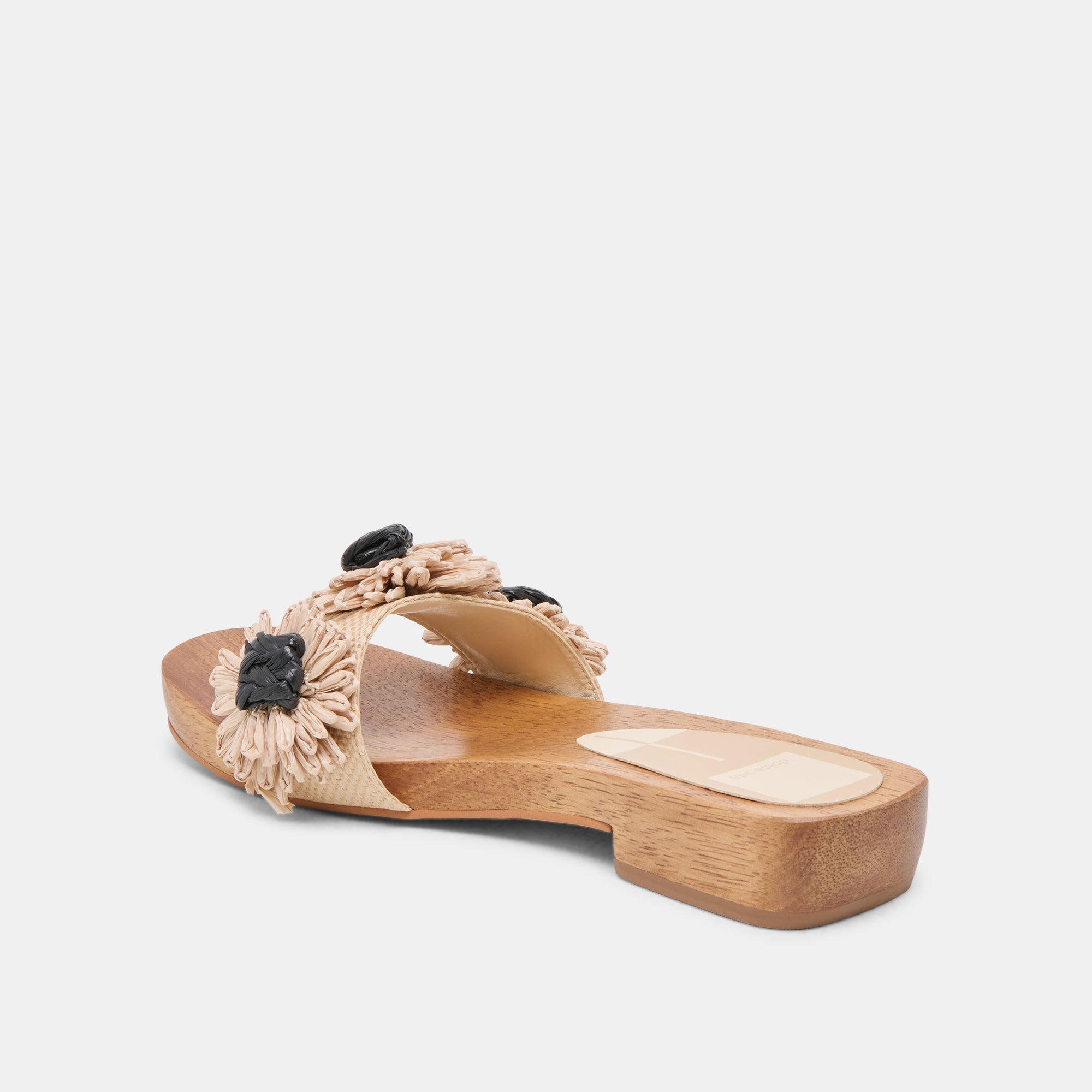 Ariena Black Natural Floral Raffia Sandals | Dolce Vita Women