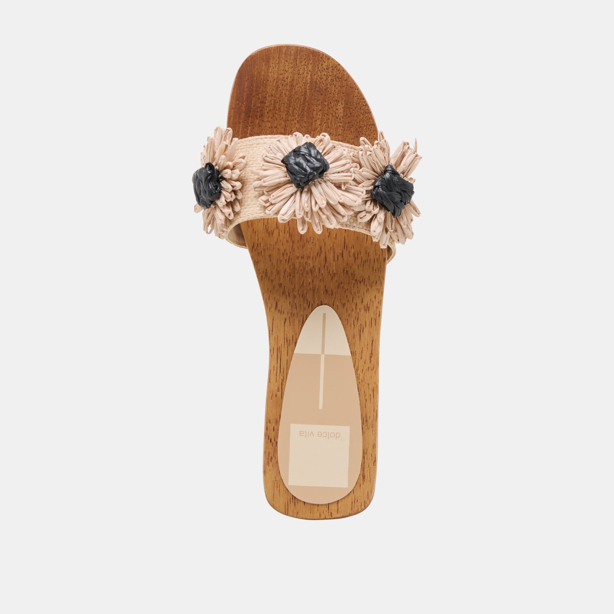 Ariena Black Natural Floral Raffia Sandals | Dolce Vita Women