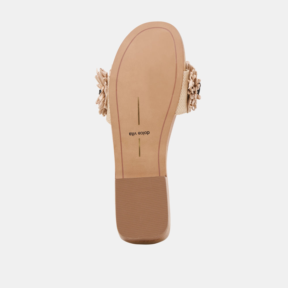 Ariena Black Natural Floral Raffia Sandals | Dolce Vita Women