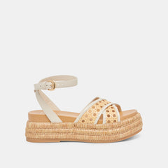 WRILEY SANDALS CREME WOVEN RAFFIA | Women Dolce Vita