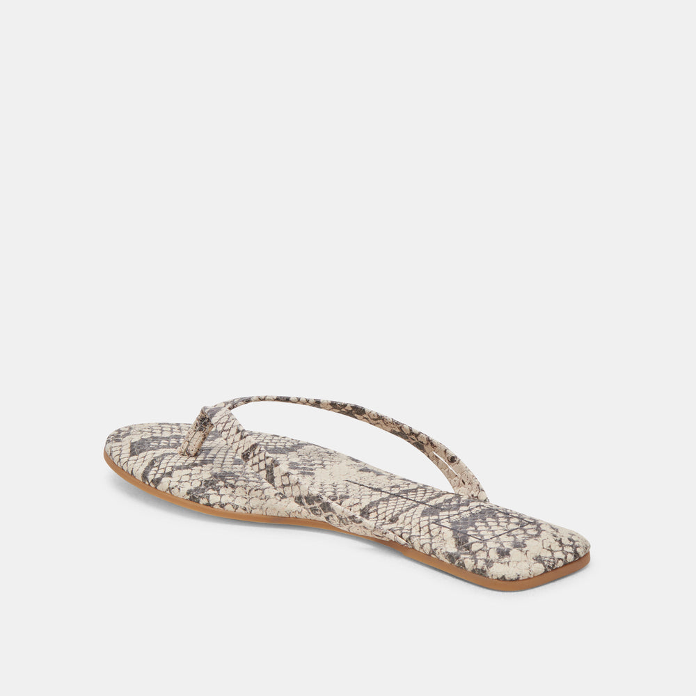 LAYNEY SANDALS BLACK WHITE EMBOSSED SNAKE | Women Dolce Vita