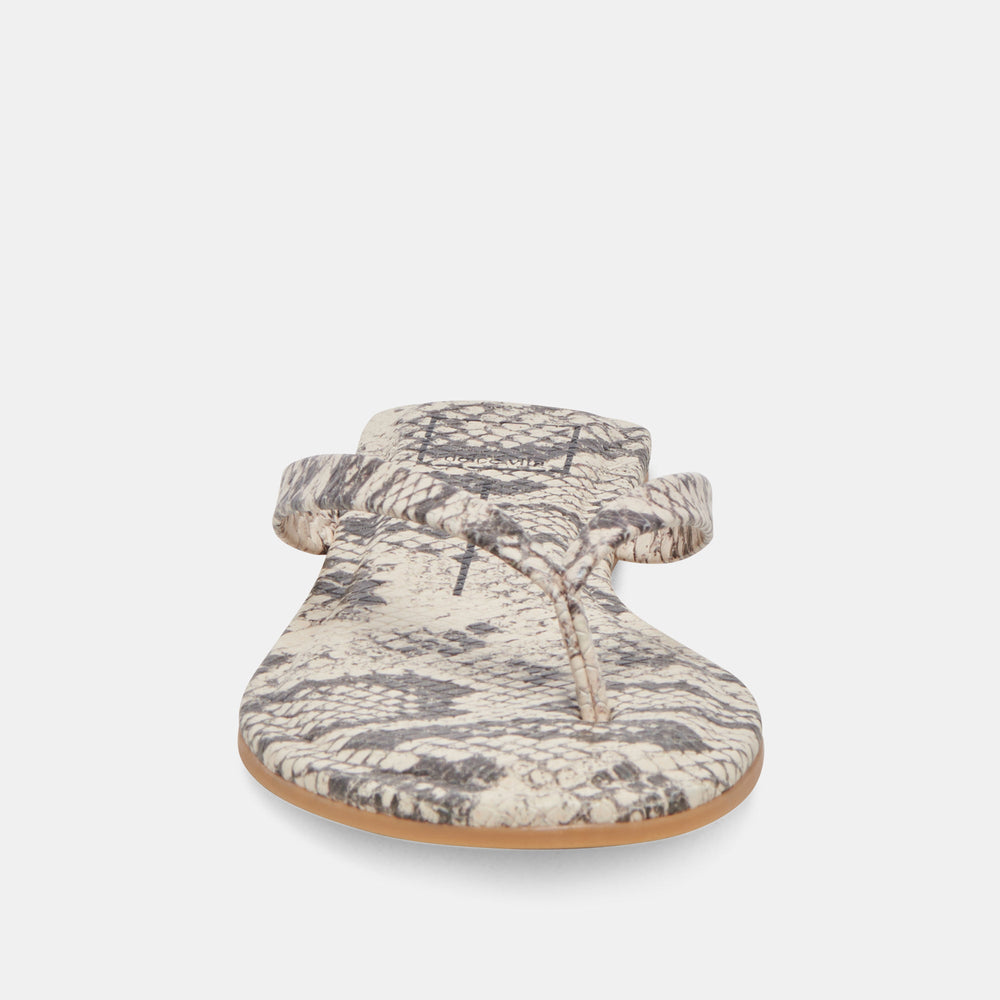 LAYNEY SANDALS BLACK WHITE EMBOSSED SNAKE | Women Dolce Vita