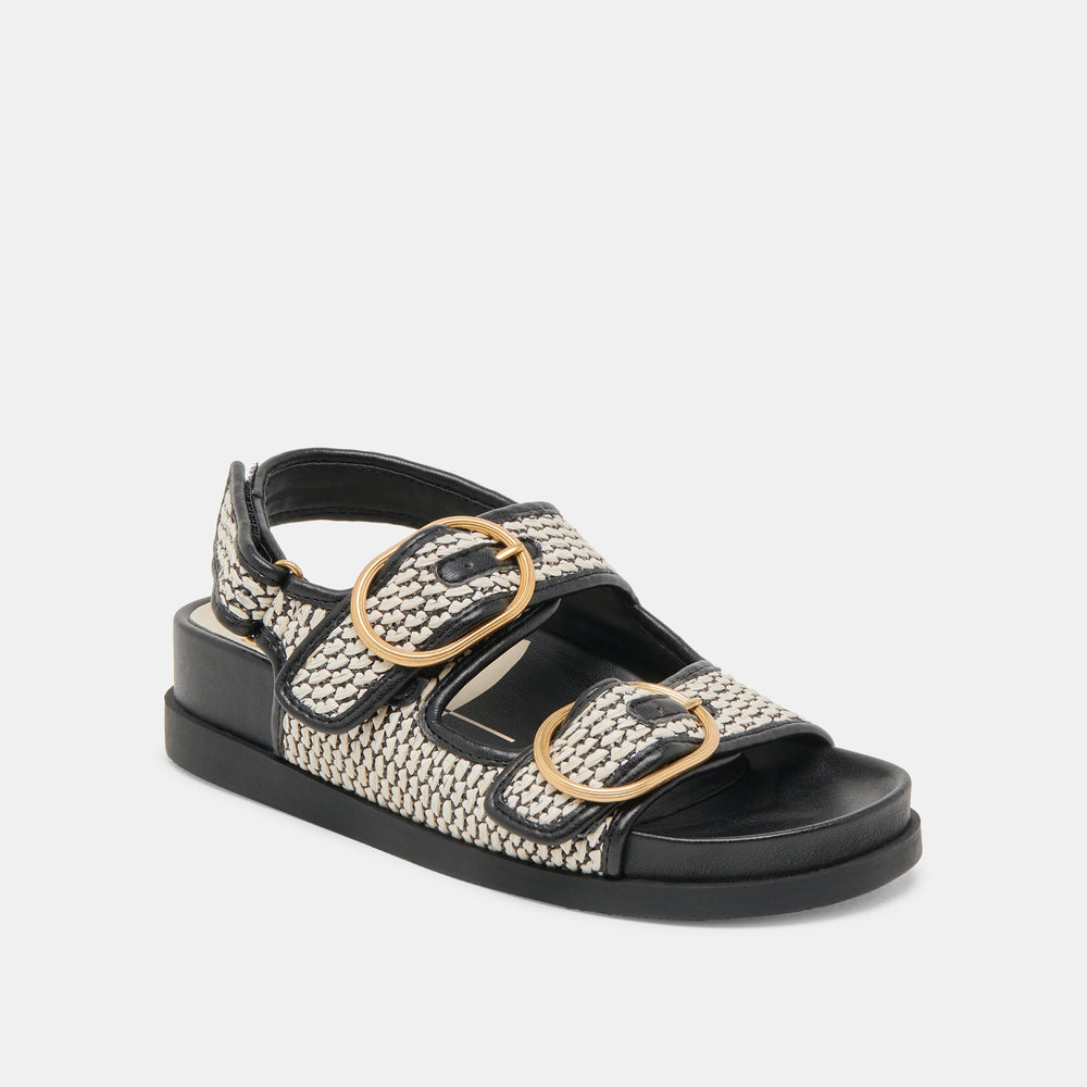 STARLA SANDALS BLACK NATURAL RAFFIA | Dolce Vita Women