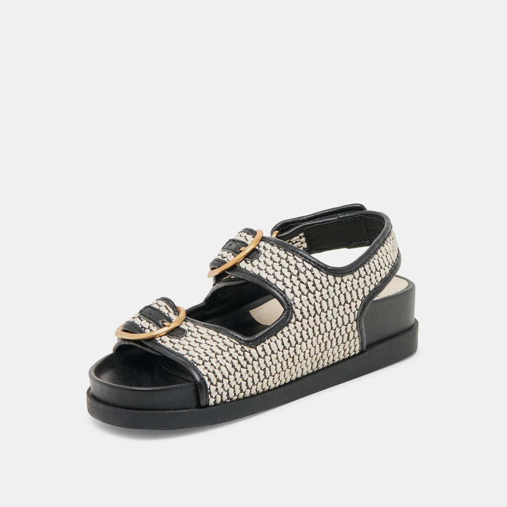 STARLA SANDALS BLACK NATURAL RAFFIA | Dolce Vita Women