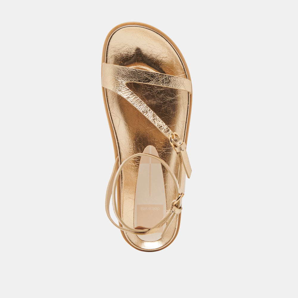 DARLIS SANDALS GOLD DISTRESSED LEATHER | Women Dolce Vita