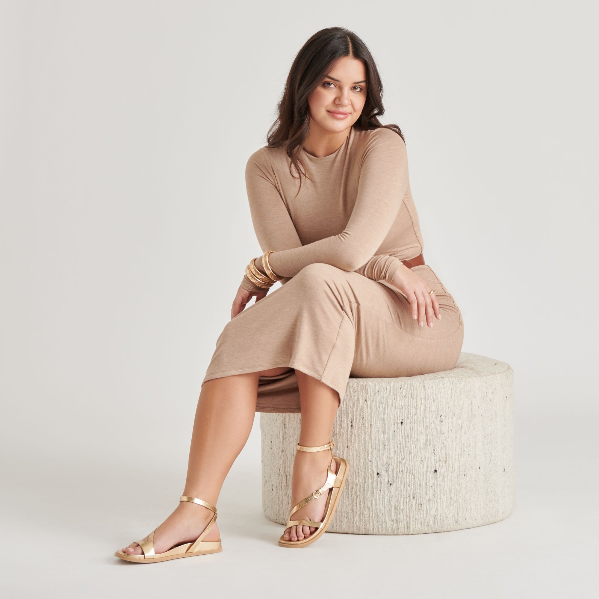 DARLIS SANDALS GOLD DISTRESSED LEATHER | Women Dolce Vita