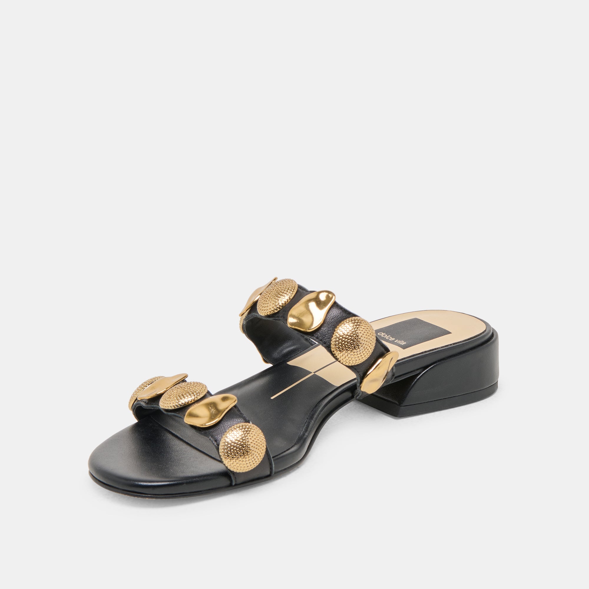 Farrow Black Leather Sandals | Dolce Vita Women