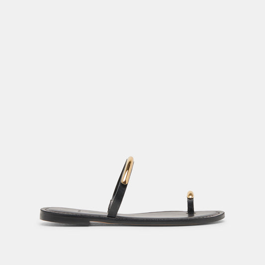 WINK SANDALS BLACK LEATHER - Dolce Vita