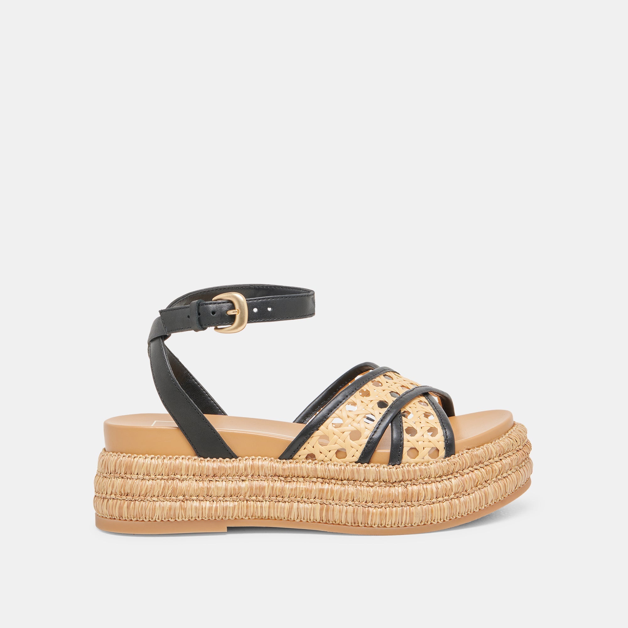 WRILEY SANDALS BLACK WOVEN RAFFIA | Women Dolce Vita