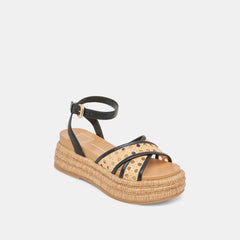 WRILEY SANDALS BLACK WOVEN RAFFIA | Women Dolce Vita