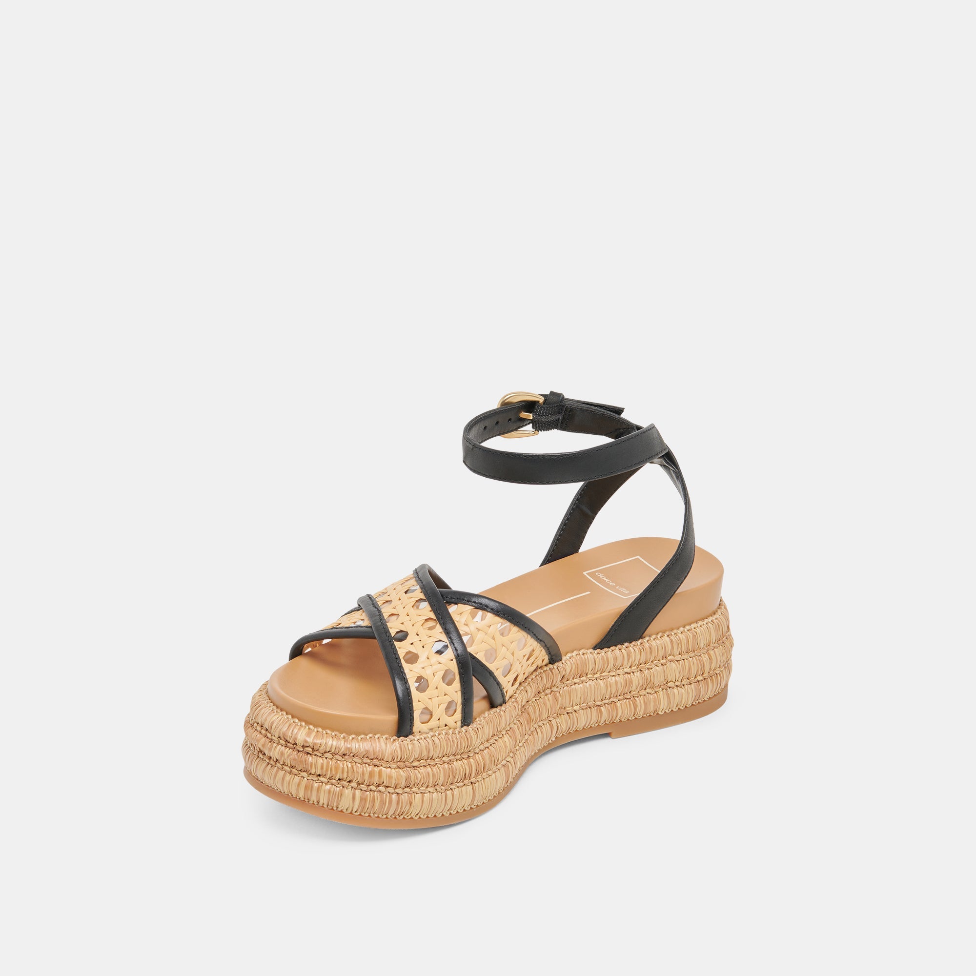 WRILEY SANDALS BLACK WOVEN RAFFIA | Women Dolce Vita